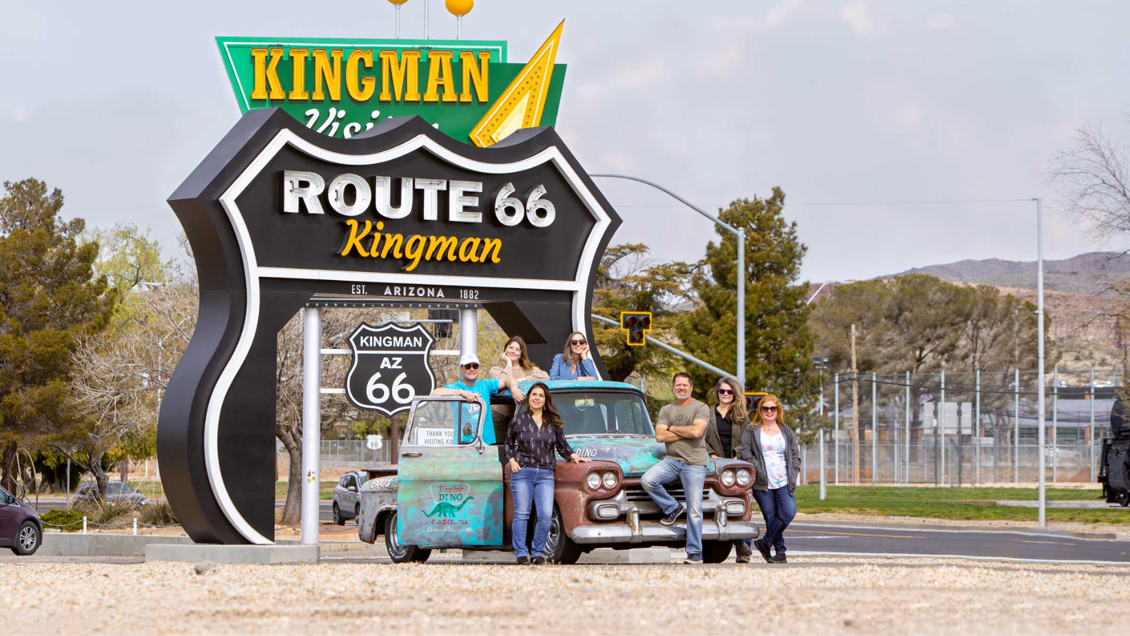downtown kingman sign over road
