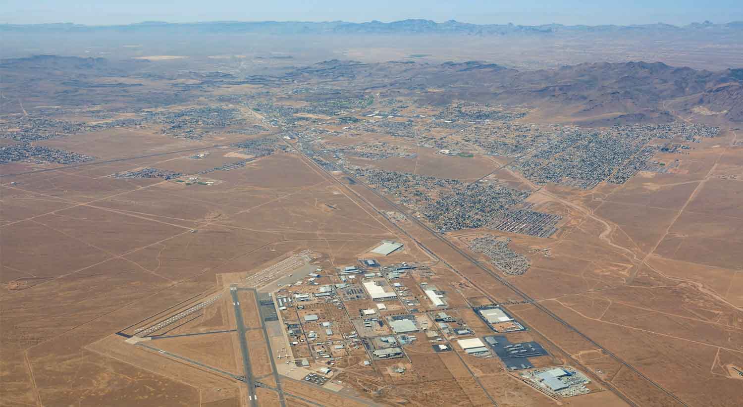 Aerial view of Kingman AZ airport and industrial park